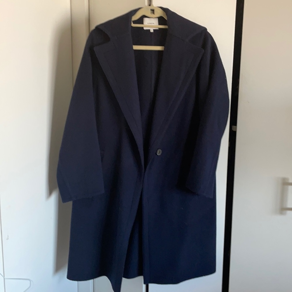 Vince navy blue XS hooded wool coat
